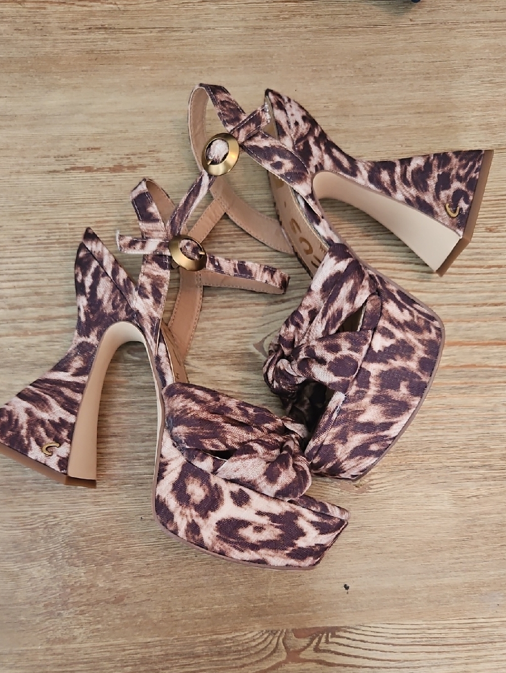Circus by Sam Edelman Animal Print Knot Front Ankle Strap Heels
